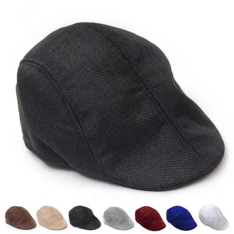 Solid Flax Gatsby Cap Mens Ivy Hat Golf Driving Summer Sun Flat Cabbie Newsboy