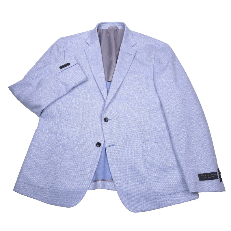 Bloomingdales Jersey Unstructured Sport Coat Mens 44R Blue Linen Blazer Jacket