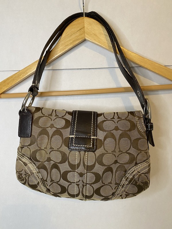 Coach Soho Bag Brown Tan Khaki Signature Print 10602 Vintage Y2K Purse Hobo gallery