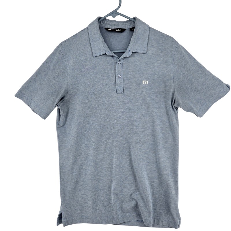 Travis Mathew Polo Shirt Mens Medium Blue Performance Golf Logo 1MM211 FLAW