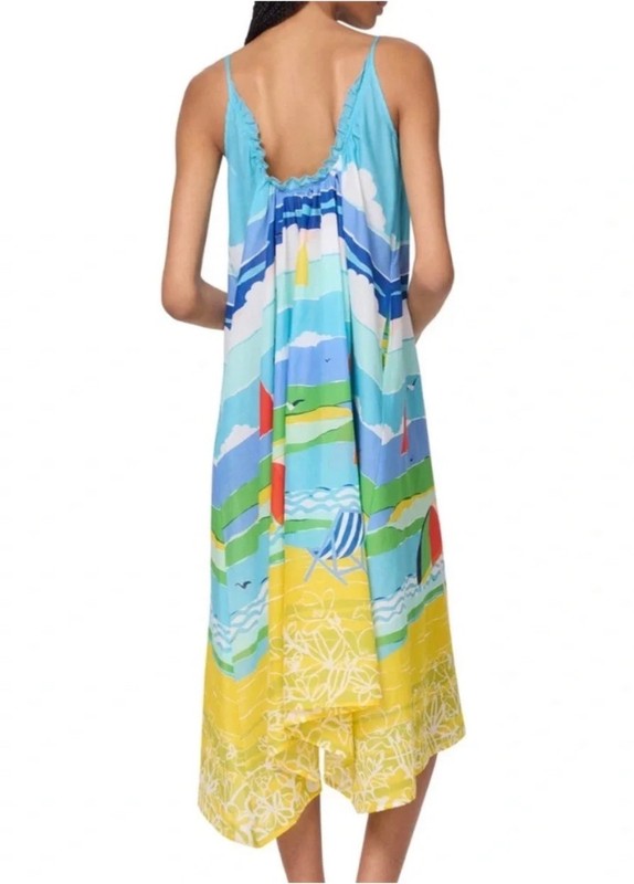 kate spade new york Shirred Ruffle Maxi Cover Up Dress – Summer Day NWT M