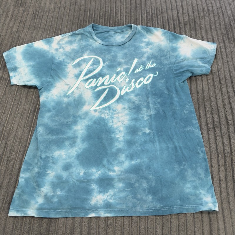 Panic at the Disco T-Shirt Adults L Blue Tie Dye Pop Punk Retro Hippie Emo