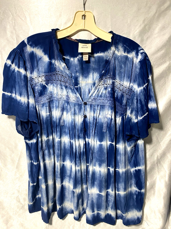 Knox Rose Tie Dye With Lace Blouse Women’s XXL