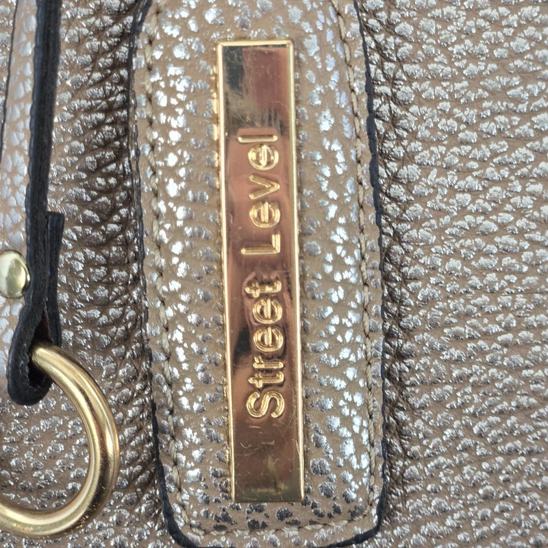 Street Level Champagne Gold Faux Leather Tote Bag Weekender w/Matching Zip Pouch gallery