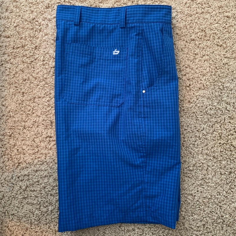 Men's Bolle Golf Tech Shorts Blue Checked Size 32 gallery