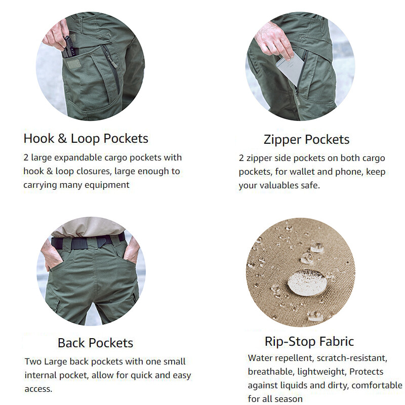 US Men Tactical Cargo Pants Soldier Straight-fit Work Combat Trousers Outdoor AA gallery