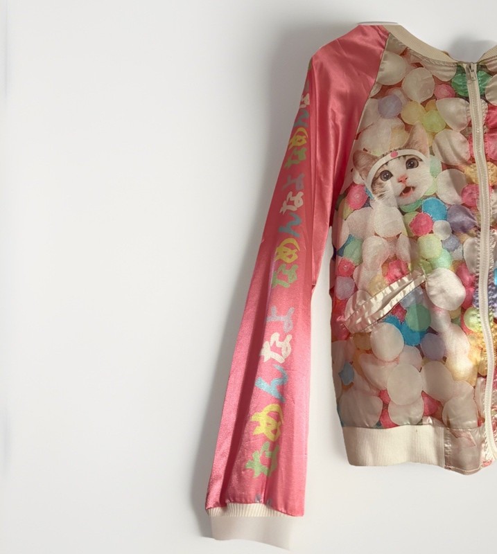 ACDC RAG x Namenna yo Harajuku Bomber Jacket Kawaii Kitten Sukajan Pink Rare gallery