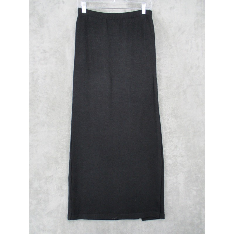 Helen HSU Skirt Small Black Knit Maxi Sweater Knit Pull On Modest Office Career