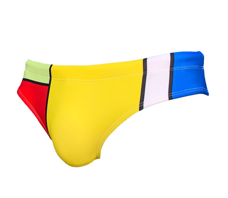 Men’s Mondrian Inspired Swim Brief – Mid Century Modern Swimsuit