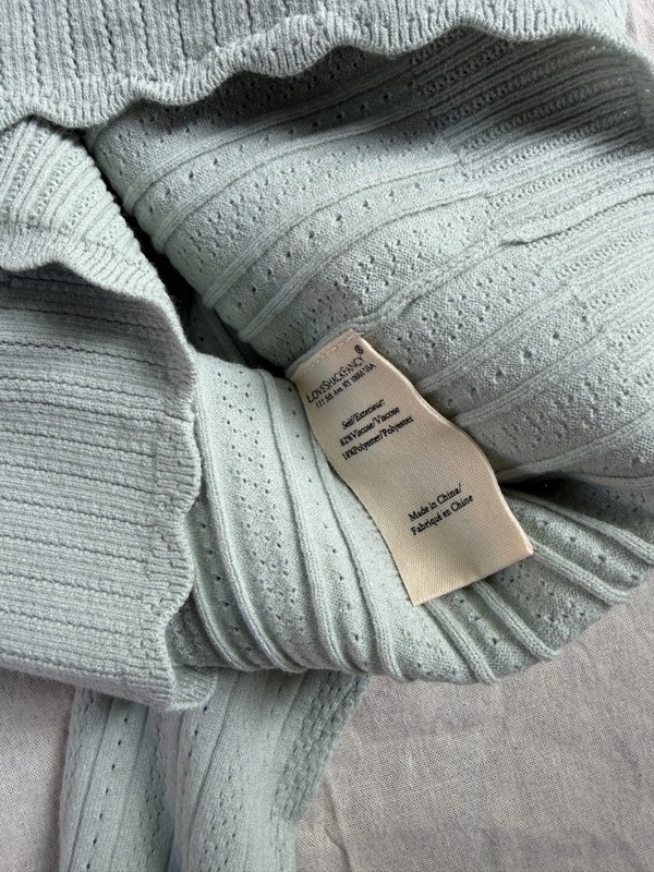 LoveShackFancy Martti Stretch Pointelle Cardigan in Eau De Nil gallery