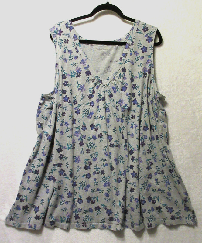 Woman Within Tank/Tunic Women’s size 6X (42/44) Muticolored Floral Print Pleated