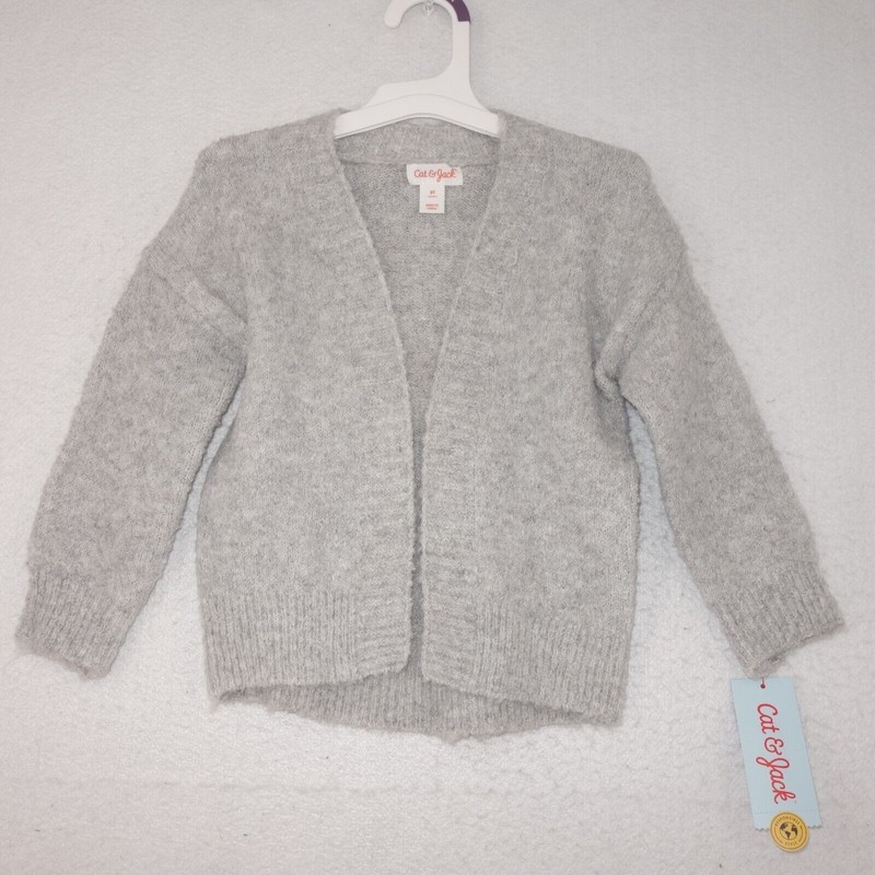 NEW Cat & Jack Soft Cardigan Super Soft Sweater Toddler Girl’s Size 2T Gray
