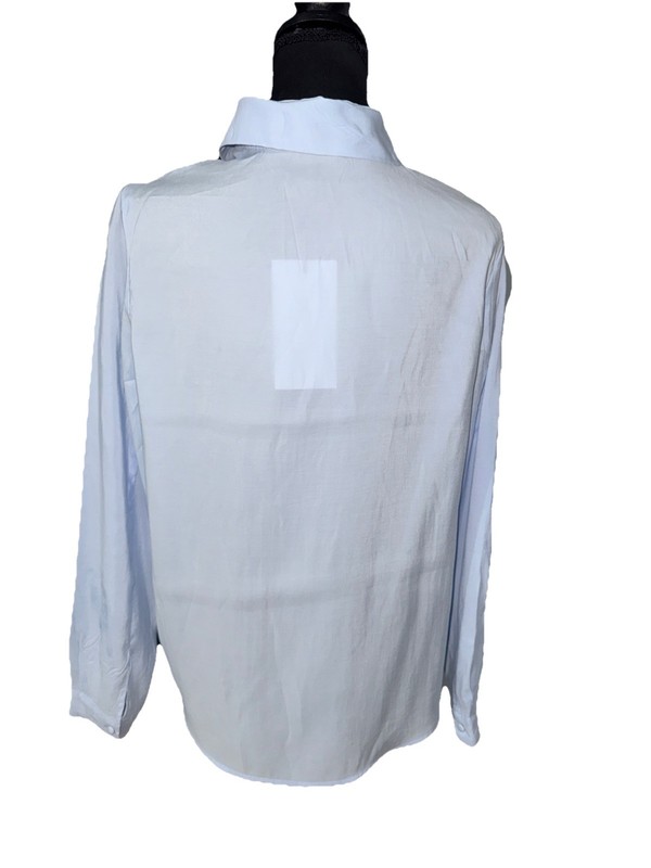 ZARA NWT WOMENS SUPER SOFT BUTTON-UP SHIRT IN SKY BLUE-SMALL gallery