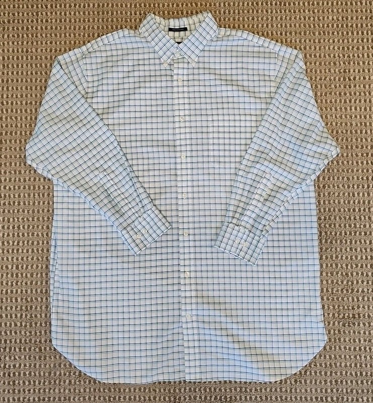 Lands End No Iron Supima Pinpoint 18-35T Traditional Fit Blue/white Button Up