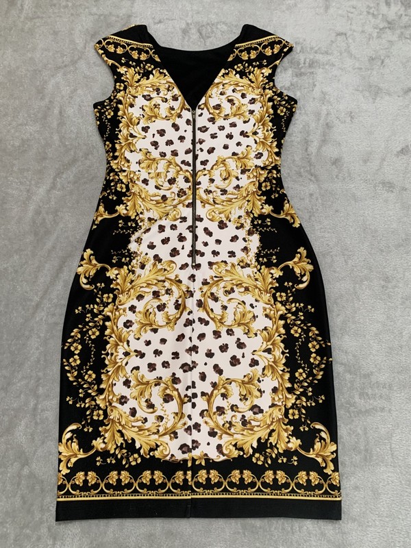 Enfocus Studio Womens Dress 6 Black & Gold Midi Dark Elegant Floral Preppy gallery