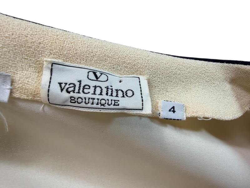 Valentino Boutique Amen Wardy Tailored Dress Vintage 80's Cream & Black Size 4 gallery