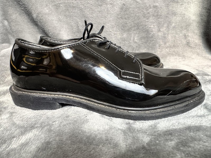 Bates 12-D-1017 Shoes Mens Size 7 Black Patent Dress Derby Vibram Sole Lined gallery