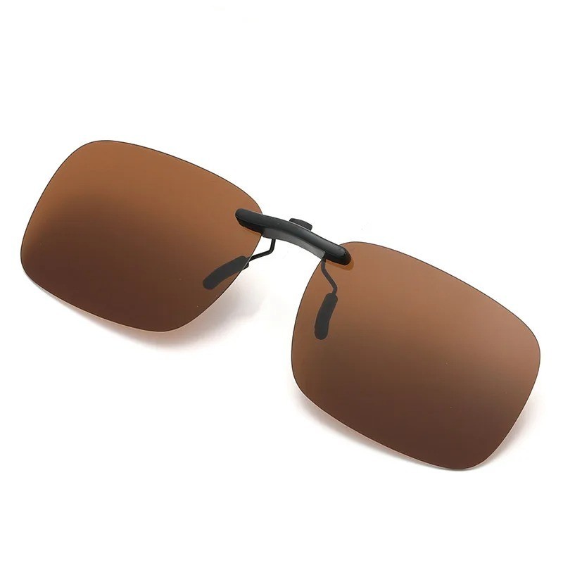 Square Clip on Sunglasses Women Polarized Black Lens UV400 Night Vision Driving