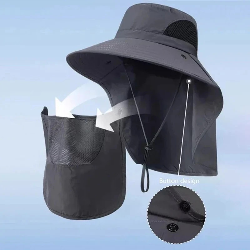 Wide Brim Sun Hat UV Protection Bucket Cap For Hiking Camping Fishing Safari Men gallery
