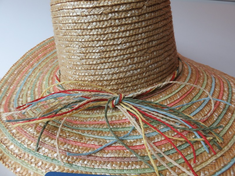 NEW San Diego Hat Company Brown Pastel Colorful Sun Hat Floppy Woven Straw UPF50 gallery