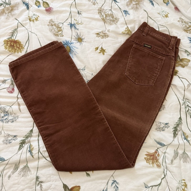 Vintage 70s 80s Wrangler Misses Corduroy Pants Brown Size 14 High Rise 30”x33”