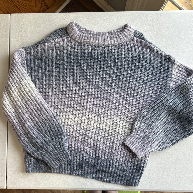A New Day Ombre Chunky Ribbed Knit Crewneck Sweater Grey Lavender XL