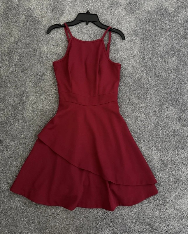 Speechless Women’s Burgundy Halter Fit & Flare Short Dress XS Polyester Zip