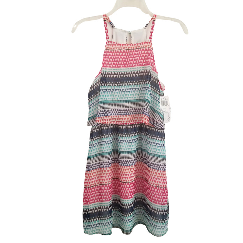 Speechless Popover Dress Juniors 3 Multicolor Triangle Print Summer Casual NWT
