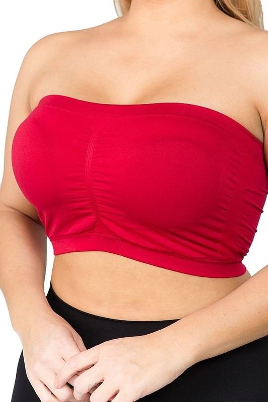 Seamless Solid Cropped Tube Top Bandeau (Plus Size) gallery