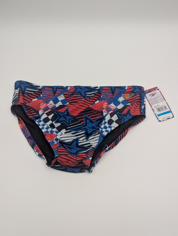 Speedo Mens Size 36 Stars & Stripes Brief Endurance Swim Suit Overdrive Cobalt