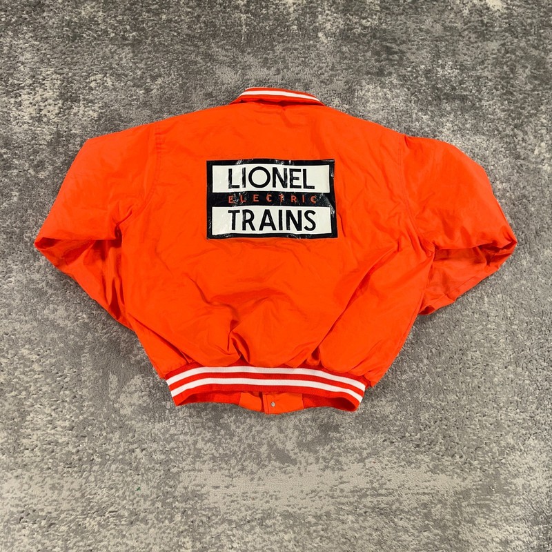 Vintage Lionel Trains Bomber Jacket Mens XL Orange Quilt Lined 80s Made In USA