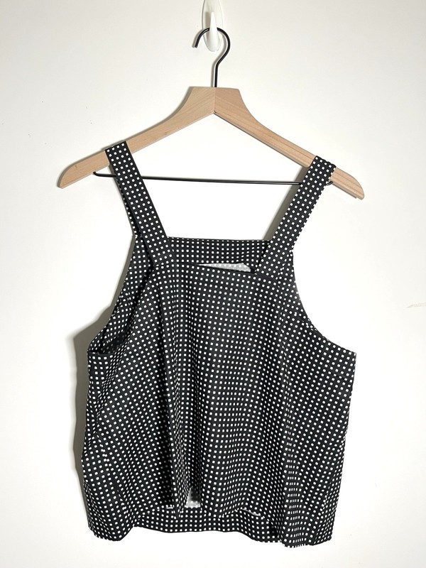 NWT Kate Spade Saturday Apron Tank Sleeveless Black/White Check Preppy gallery