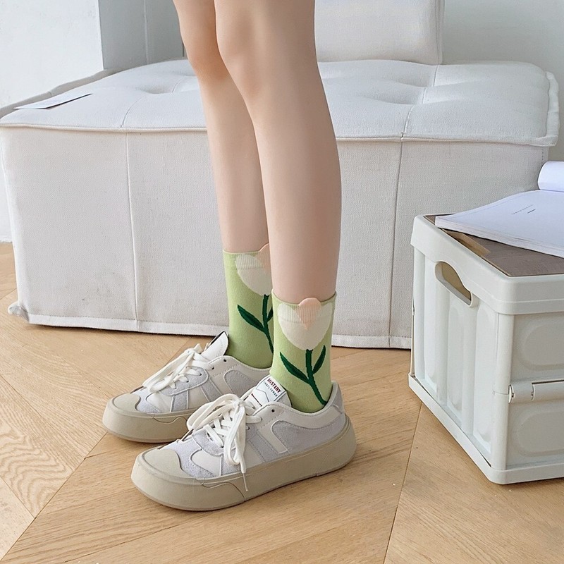 Cartoon Flower Pattern High Quality Cotton Crew Socks UK Seller Christmas Gift gallery