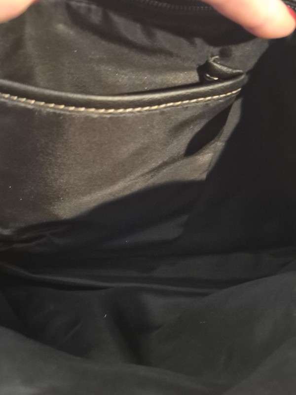Vintage Liz Claiborne Black Monogram Canvas Satchel Handbag - Minor Piping Wear gallery