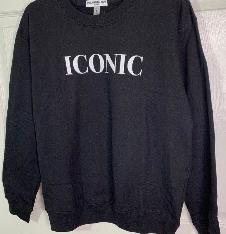 NWT Sub_Urban Riot Iconic Crewneck Pullover Willow Sweatshirt Black Sz S gallery