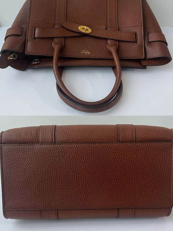 Mulberry Brown Leather Top Handle Bag with Gold Hardware and Turn Lock gallery