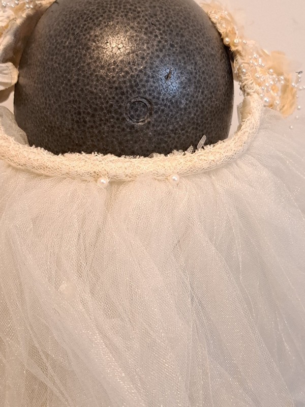 Vintage Structured Bridal Tiara Headdress 3D Organza /Faux Pearl Accents gallery