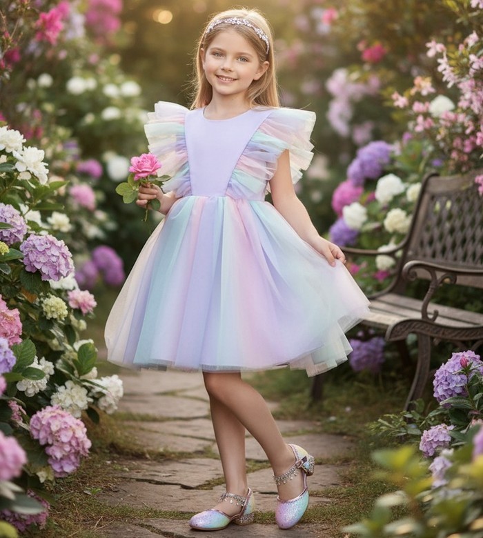 Trish Scully Bianca Dress Multi Color Tulle Flower Girl Fancy Dress Size 3T