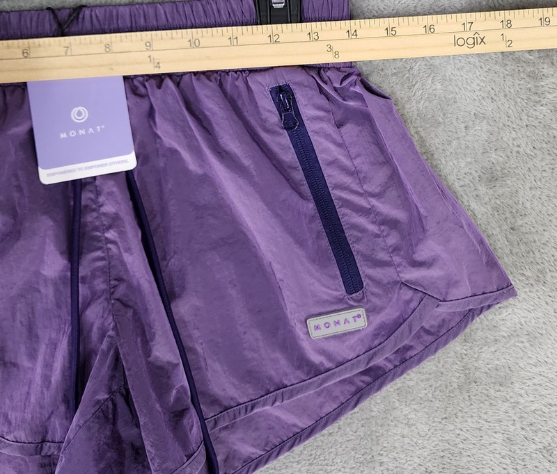 Monat Windbreaker Set Womens Medium Purple 1/2 Zip Pullover Jacket Runner Shorts gallery