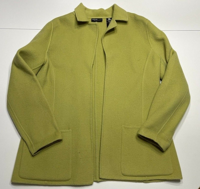 Valerie Stevens Woolmark Blend Cardigan Sweater Green Small