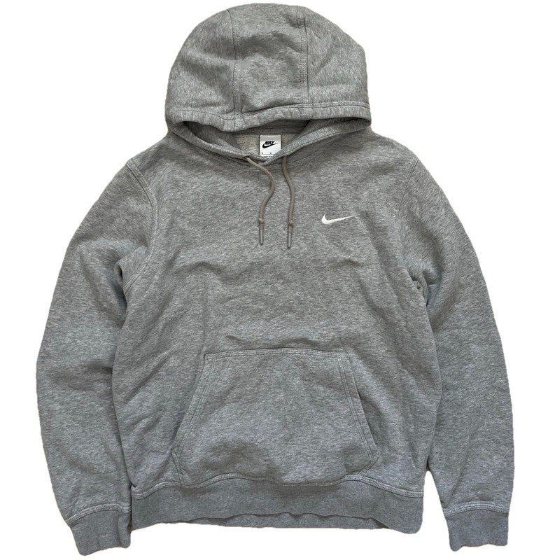 Nike Men’s Gray Pullover Hoodie M Cotton Blend Fleece Hood Pockets Logo