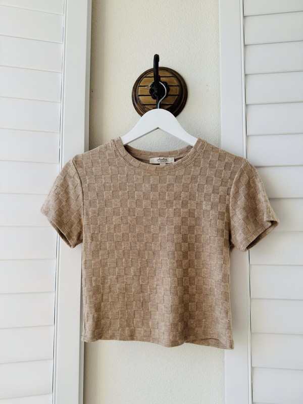 Atelier by Kirious Checkered Knit Short Sleeve Top – Size L