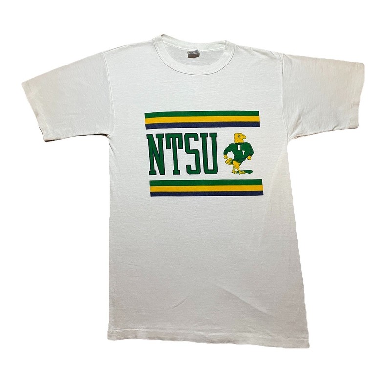Vintage NTSU North Texas State UNT Champion T-shirt White Medium 70s 80s
