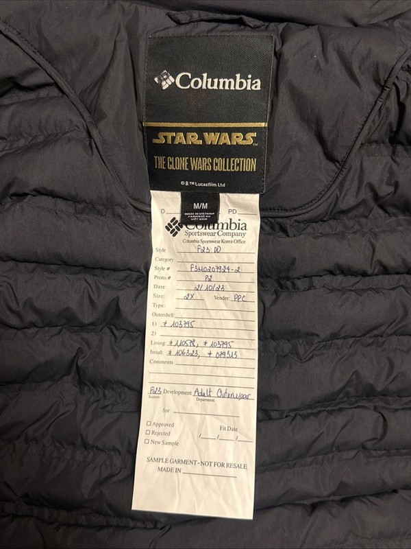 Columbia Star Wars The Clone Wars Collection Sample Garment Jacket Men’s Size M