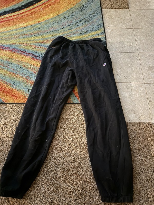 Champion Men’s Black Solid Jogger Pants LT Big & Tall Elastic Waist Logo