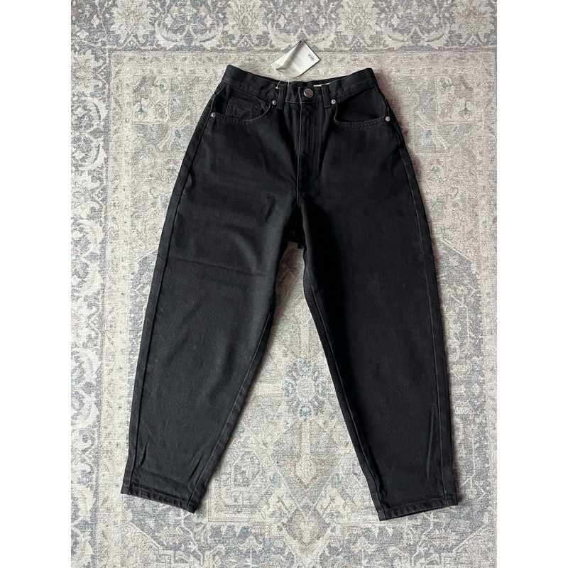 ASOS Design Black Denim Jeans W25 L30 Size UK 6 Balloon Leg Boyfriend Jeans