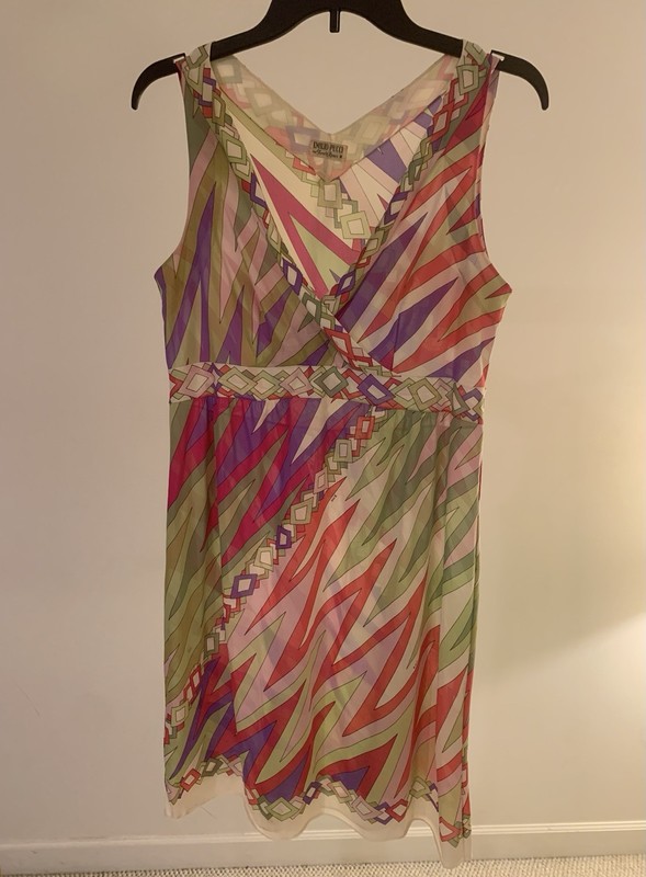 Very Chic Vintage Authentic Emilio Pucci Womens slip Dress Multicolor V-Neck M gallery