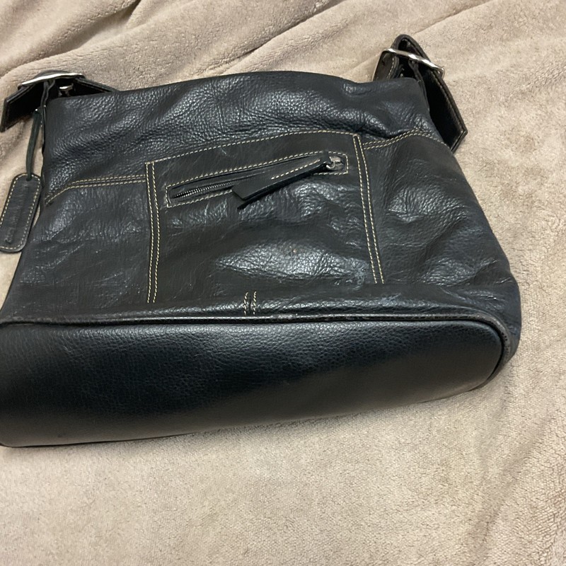 Liz Claiborne Black Pebbled Shoulder Bag Zip Closure Outer/Inner Pockets gallery