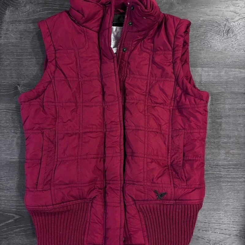 y2k vintage American Eagle Red Quilted Puffer Vest Size XS with logo