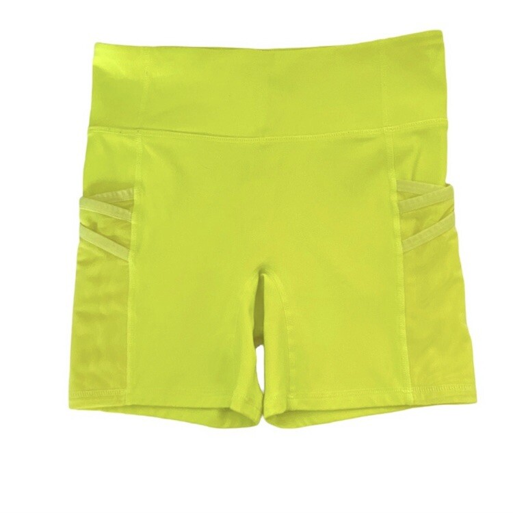 Fabletics Neon Yellow Green Trinity Mid-Rise Pocket Short 5″ sz XS